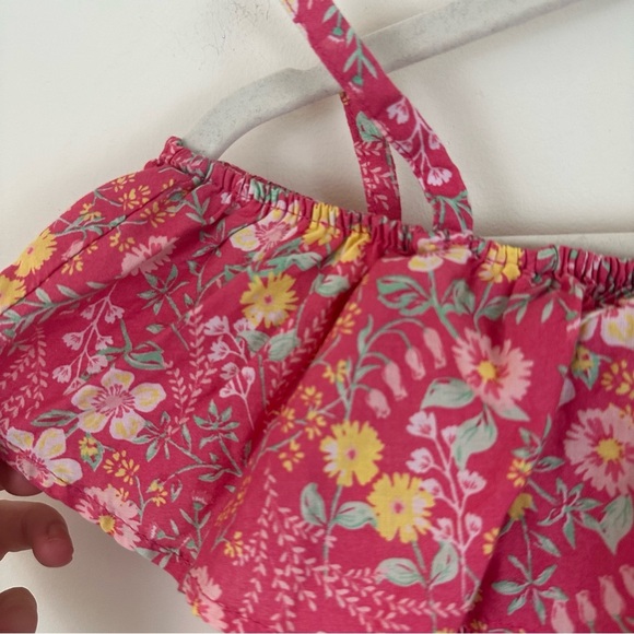 Joie Girl's Pink Floral Smocked Top Off the Shoulder Size Medium Kid's - Picture 2 of 5